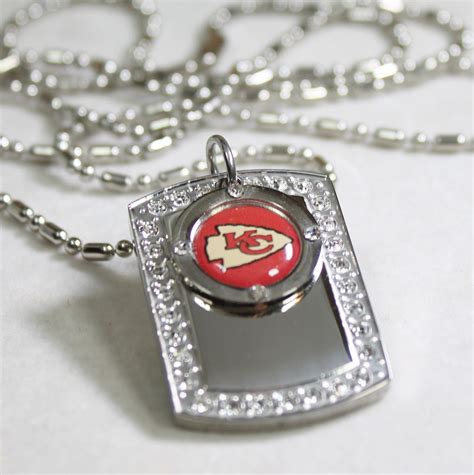 Kansas City Chiefs Nfl Bling Iced Out Necklace Pendant Cz Stainless Do