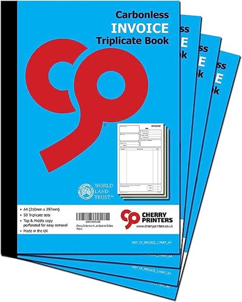 Cherry Carbonless NCR Invoice Book Triplicate Book A4 50 Sets