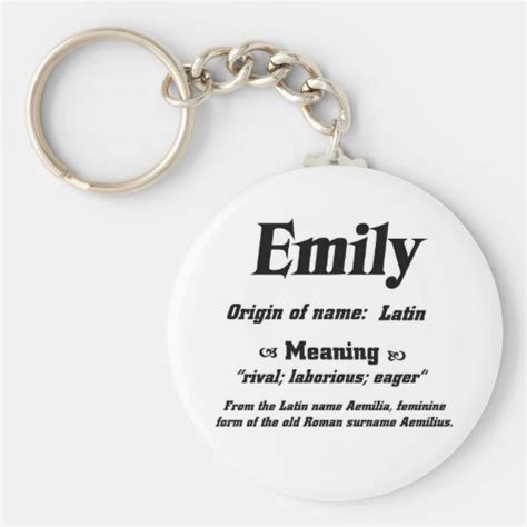 Name Meaning 'Emily' Key Chain | Zazzle