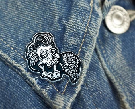 Rockabilly Greaser Pin Greaser Skull W Vintage Microphone Etsy