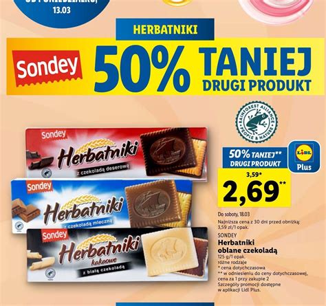 Promocja Herbatniki Czekoladowe Sondey W Lidl