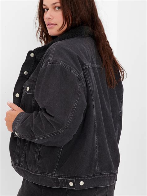 Oversized Icon Denim Sherpa Jacket With Washwell Gap