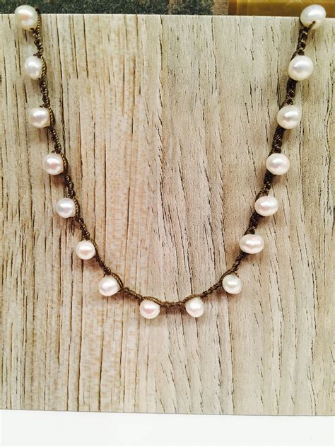 Pretty Pearls Delicate Crocheted Classic Necklace | Etsy | Classic