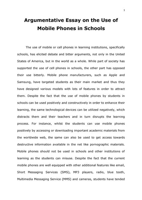 Argumentative Essay On The Use Of Mobile Argumentative Essay On The Use Of Mobile Phones In