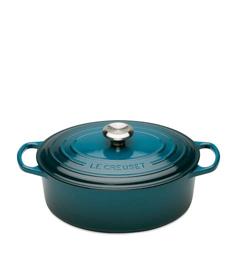 Le Creuset Turquoise Cast Iron Oval Casserole Dish 29cm Harrods Uk