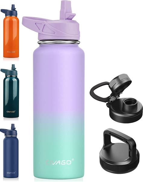 Amazon CIVAGO 40 Oz Insulated Water Bottle With Straw Stainless