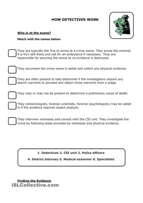 Forensic Science Physical Evidence Worksheet