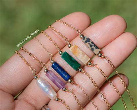 Minimal Gemstone Bar Necklaces Gemstone Bar Necklace Bar Necklace Jewelry Lover