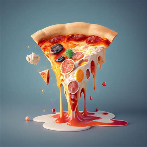 Premium Photo A Pizza With A Slice Of Pizza Dripping Out Of It