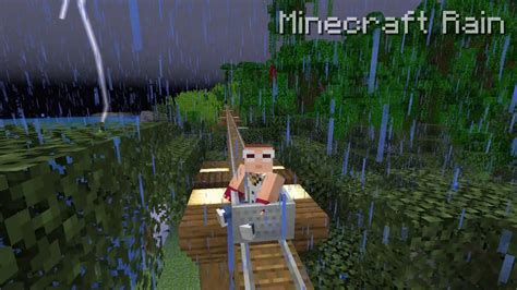 Minecraft Rain Thunderstorm ASMR With Continuous Minecart RideNo