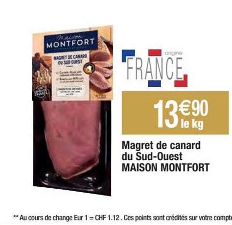 Promo Magret De Canard Du Sud Ouest Maison Montfort Chez Migros France