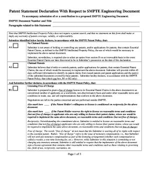 Fillable Online Smpte Smpte Patent Statement Form Fax Email Print