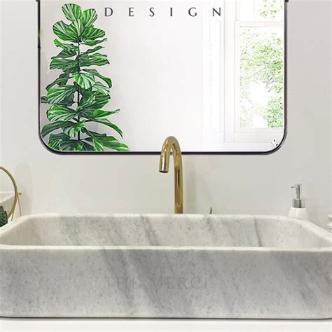 Marble Rectangle Bathroom Vessel Sink - Etsy