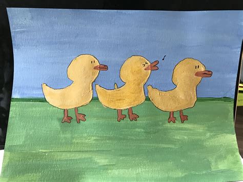 Three little ducks (painting for my daughter) : r/AmateurArt