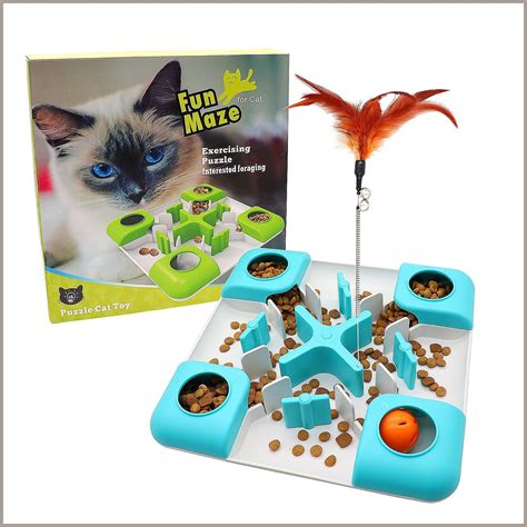 AQluming Cat Puzzle Feeder Cat Treat Toy - Cat Slow Feeder Food ...