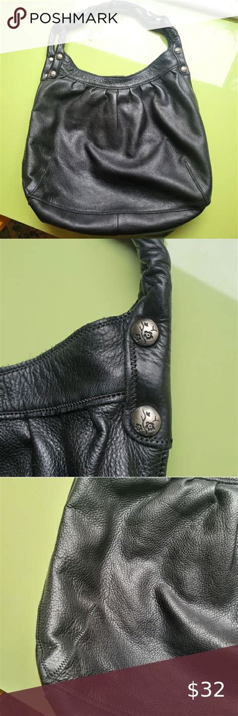 Lucky Brand Large Pebbled Leather Black Tote Purse | Black tote purse ...