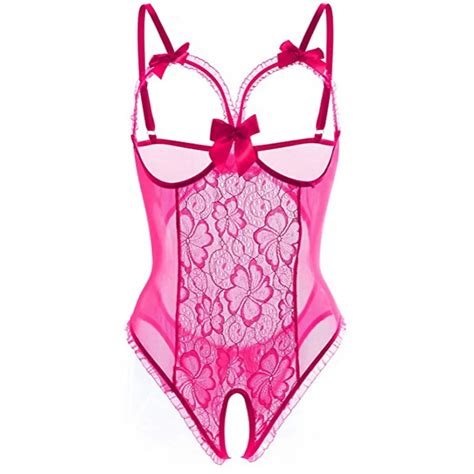 Lingerie Sexy De Crotch Aberta Para Mulheres Bodysuit Transparente Em