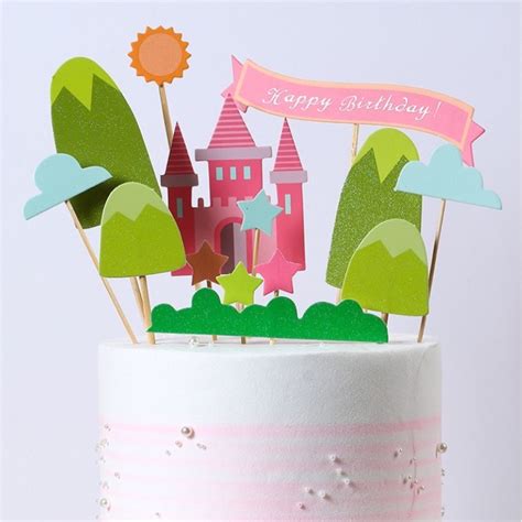 Jual Pink Castle Cake Topper Set Hiasan Kue Ulang Tahun Anak Tema