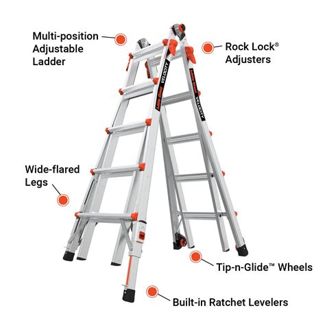 Little Giant Ladders Velocity With Wheels M17 17 Ft Multi Position Ladder Ratchet™ Leg