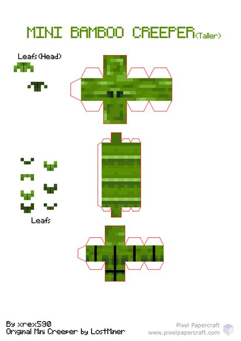 Pixel Papercraft Mini Bamboo Creeper 2 Versions