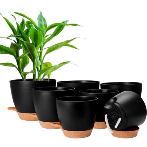 Lot de 7 pots de fleurs d intérieur en plastique TRAHOO différentes