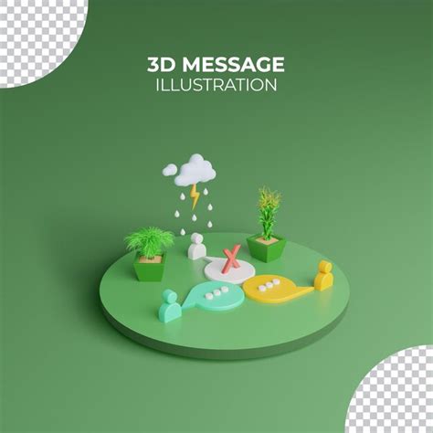 Estado de chat grupal con ilustración de mensaje 3d del concepto de