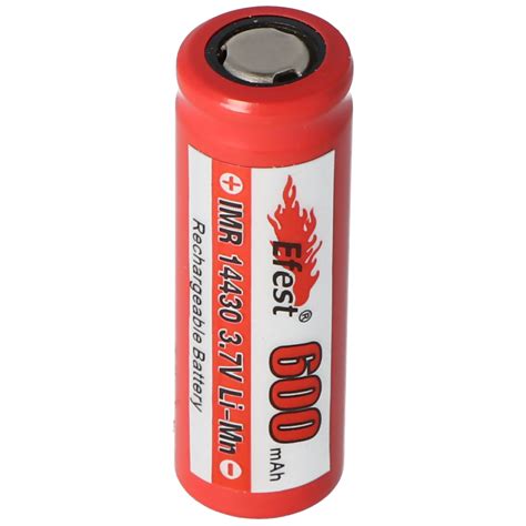 Efest IMR 14430 600mAh 3 6V 3 7V Li Ion Akku Mit Pluspol Flach