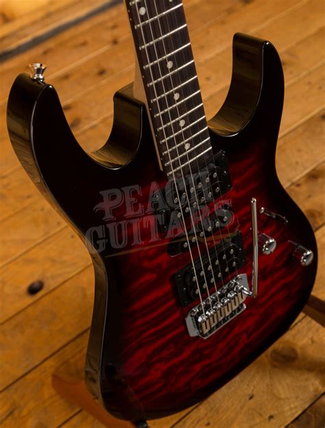 Ibanez Grx Qa Transparent Red Burst Peach Guitars