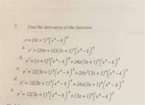 Solved Find The Derivative Of The Function