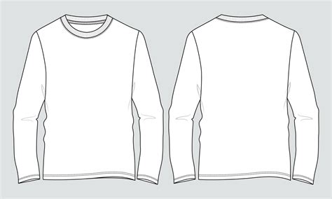 Long Sleeve T Shirt Technical Fashion Flat Sketch Vector Illustration