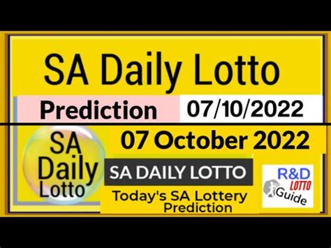 Daily Lotto Prediction For October Sa Daily Lotto Today