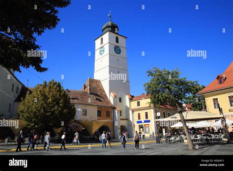 The Council Tower In The Beautiful City Of Sibiu In Transylvania