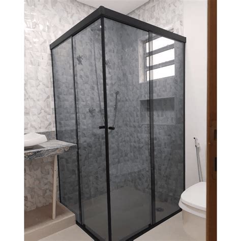 Kit Shower Door Aluminio Negro Mate Acero Inoxidable Energlass