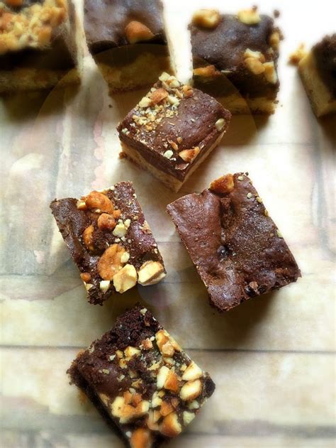 Chocolate Brownies With Peanut Butter Fudge And Honey Roasted Peanuts