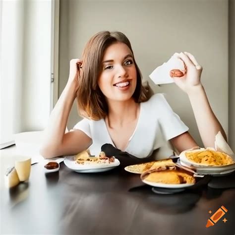 Modern Woman Having Breakfast In The City On Craiyon