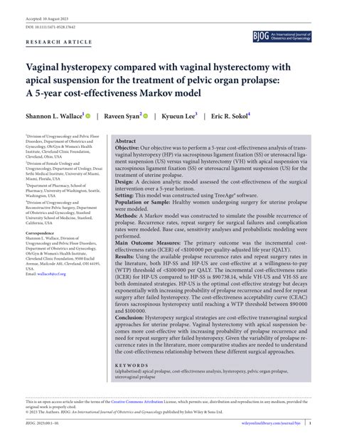 Pdf Vaginal Hysteropexy Compared With Vaginal Hysterectomy With