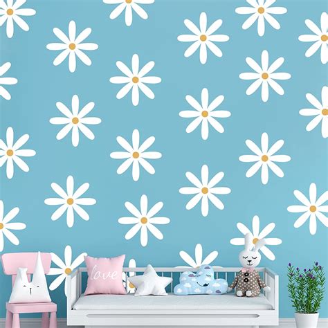 Amazon Sheets Daisy Wall Decals White Flower Wall Stickers Big