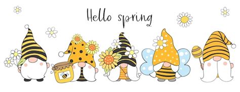 Premium Vector Bee Gnomes With Flower For Spring