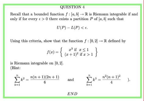 Solved Recall That A Bounded Function F A B R Is Riemann Chegg