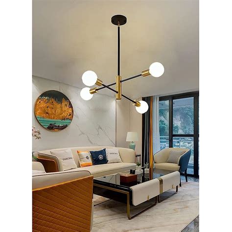 Mo Finance Mid Century Modern Pendant Light E Black And Gold