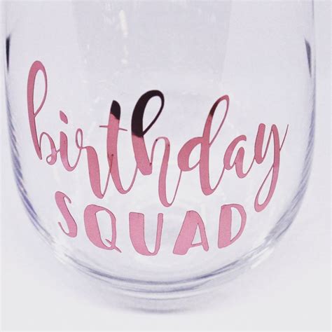 Birthday Squad Glasses Birthday Crew Wine Glasses Birthday Etsy