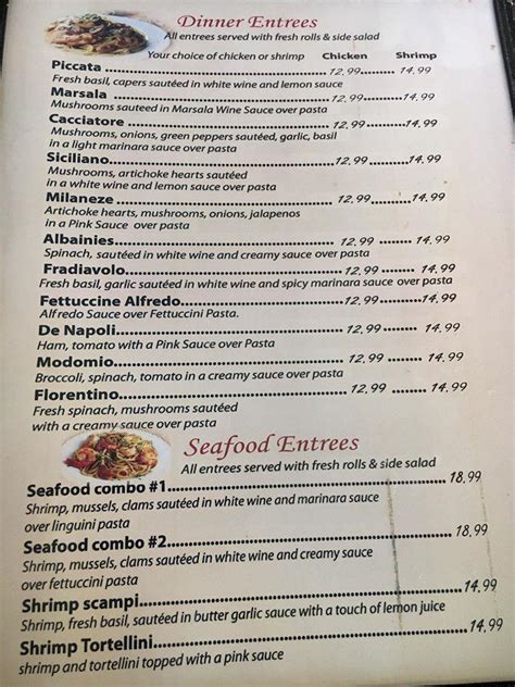 Menu at Joe's Italian Restaurant, Hondo