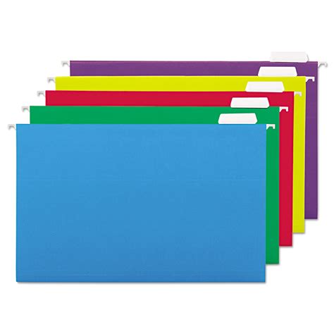 Universal Deluxe Bright Color Hanging File Folders, Legal Size, 1/5-Cut Tab, Assorted, 25/Box ...