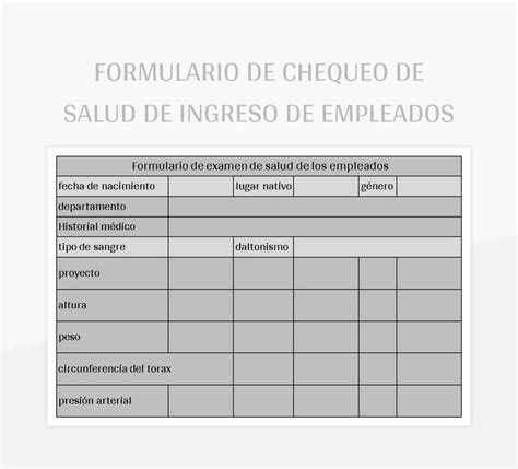 Plantilla De Formato Excel Formulario De Chequeo De Salud De Ingreso De