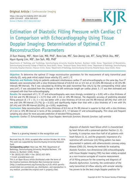 PDF Estimation Of Diastolic Filling Pressure With Cardiac CT In