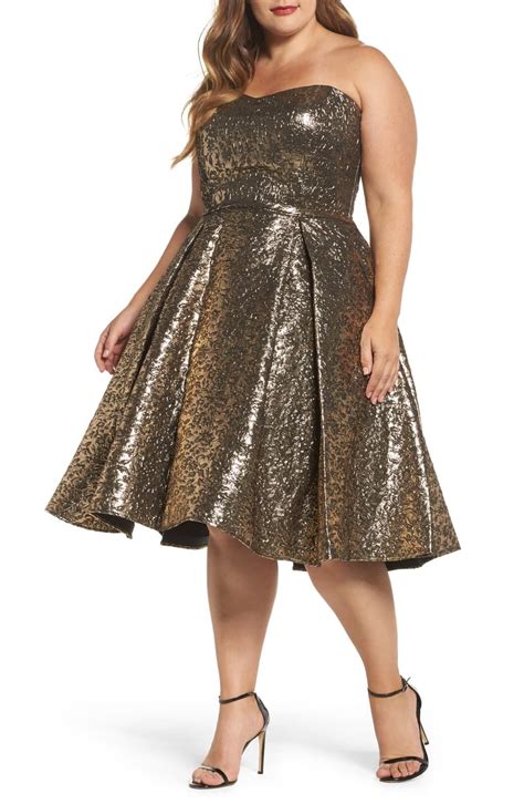 Mac Duggal Metallic Fit And Flare Dress Nordstrom Plus Size Dresses