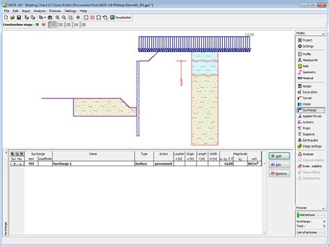 Surcharge Program Sheeting Check GEO5 Pomoc Online