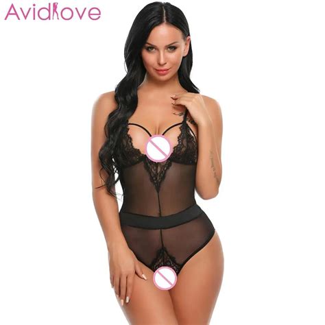 Avidlove Women Bodystocking Sexy Lingerie Lace Patchwork Strap