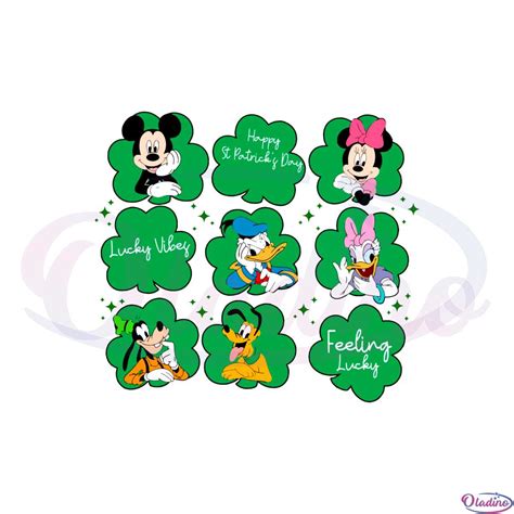 Mickey And Friends Saint Patricks Day Lucky Shamrock Svg