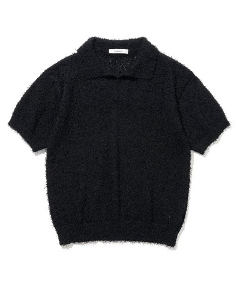 Musinsa Knitted Tail Collar Short Sleeve Knit Tee Black